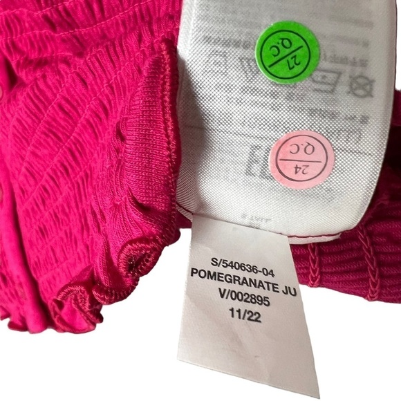 GAP Women Button Front Top Sz S Tall Hot Pink Smocked Button DownLong Sleeve NWT - Picture 4 of 11